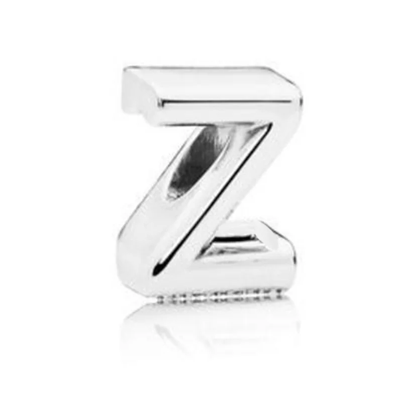 DINGLLY 2 шт./лот 925 Мода серебро 26 букв Бусины Подходят Pandora инициалы пара любовь дружба ожерелья браслеты - Цвет: Z