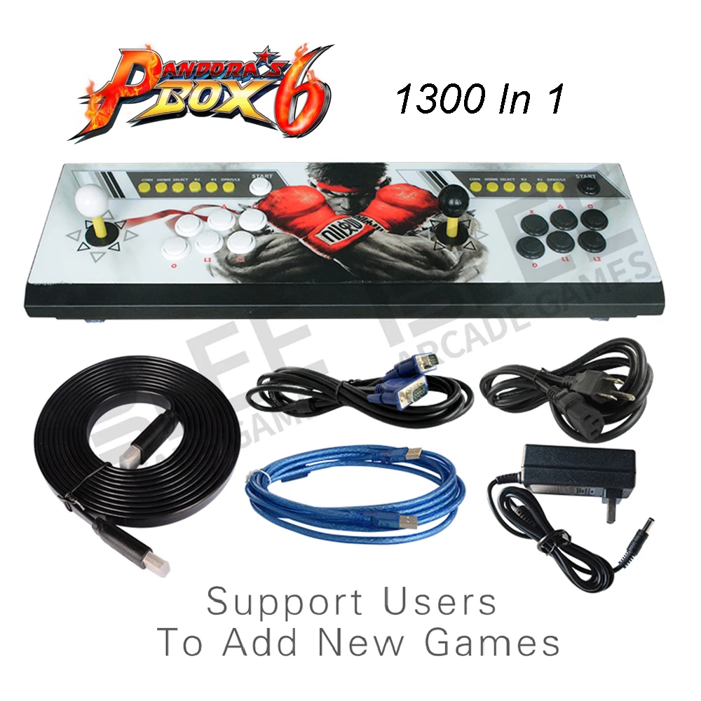 Pandora's Box 6 1300 в 1 Боевая Видеоигра для 2 игроков аркадная консоль Поддержка