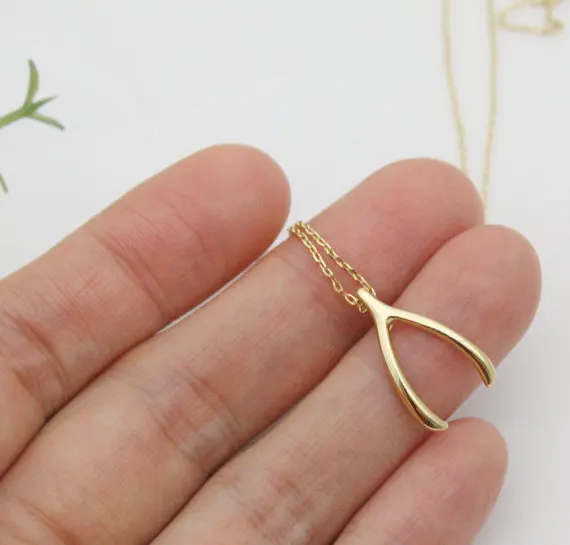Jisensp новинка Lucky Wishbone Shape изящное маленькое простое женское ожерелье с кулоном