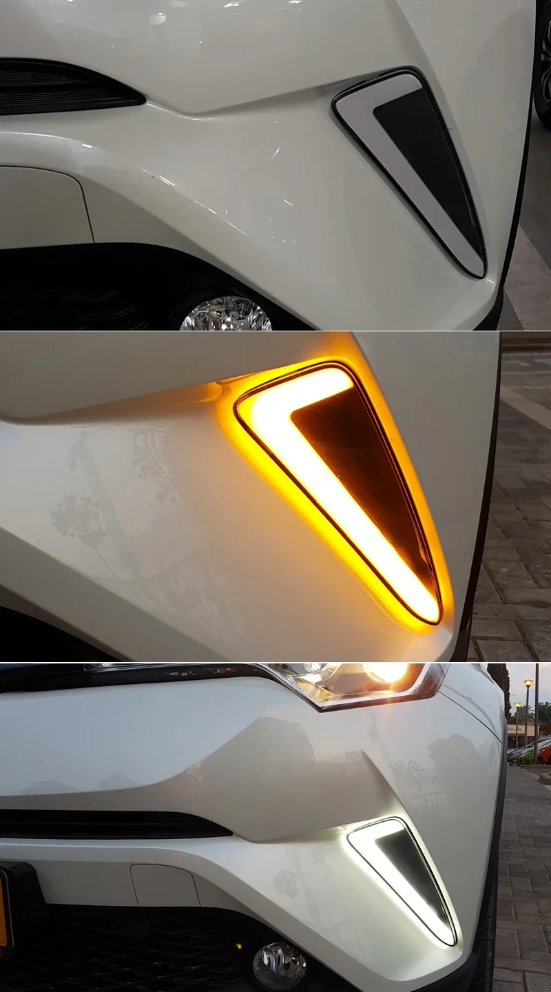 Для Toyota CHR C-HR Светодиодный дневной ходовой светильник противотуманная фара крышка DRL бампер светильник s указатель поворота