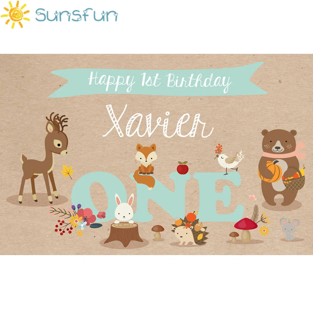 Sunsfun 7x5 футов виниловые Фото фоны животные лес мультфильм милый День рождения