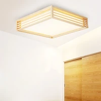 wood ceiling lamp vintage square bedroom living room ceiling light surface mount wooden light fixture luminarias para teto