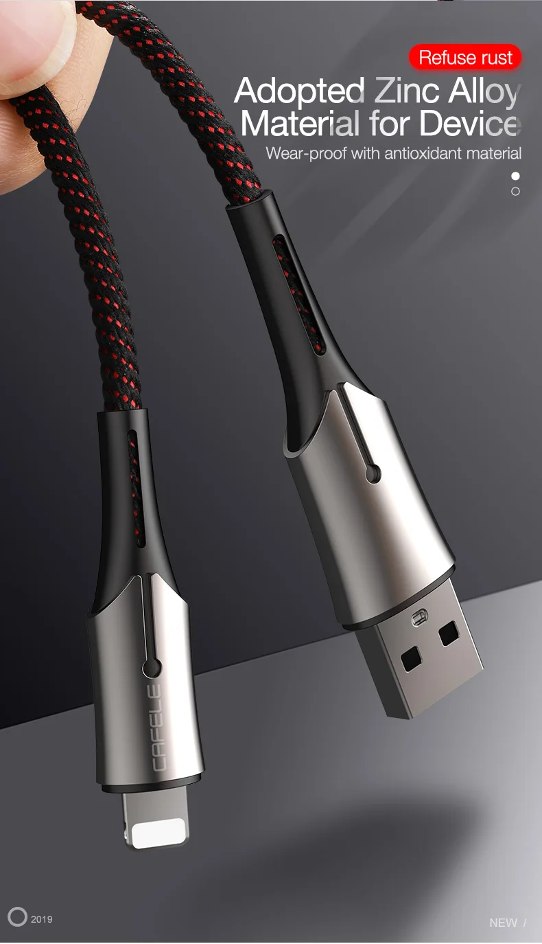 CAFELE USB кабель для iPhone X Xs Max Xr 5 8 7 6 6s Plus зарядное устройство 2.0A кабели быстрой зарядки для IOS 11 кабель Lightning 1,2 м 1,8 м