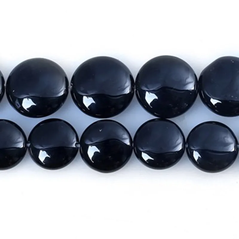 

8-30mm Button Coin Smooth Black Agates Beads Natural Stone Beads For Jewelry Making beads 15inch Needlework DIY Beads Trinket