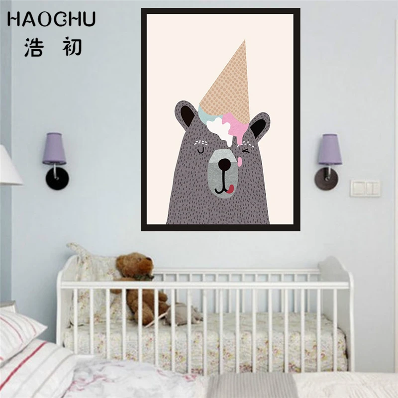 Скандинавский минималистичный серый медведь HAOCHU милая фотография абстрактная