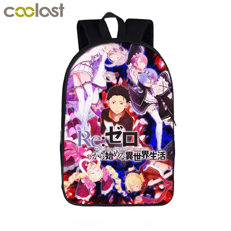 Рюкзак Re: Zero Hajimeru Isekai Seikatsu для мальчиков-подростков, сумка для девочек, аниме Emilia Rem, детские школьные сумки, детские рюкзаки - Цвет: 16zero18