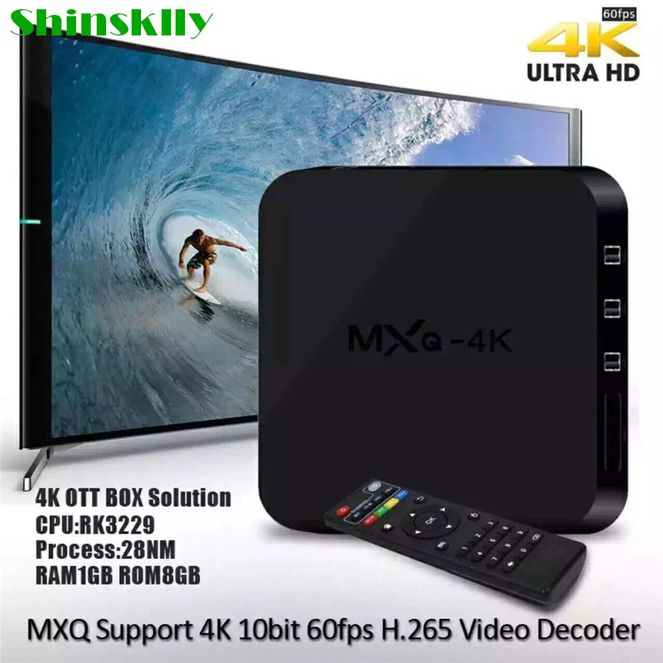 Shinsklly MXQ 4 k Android ТВ бокс на Rockchip RK3229 четырехъядерный ram 1 ГБ 8 6 0 Smart TV Box HD K * 2 4G Wifi