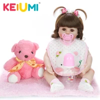 keiumi new design 18 inch reborn baby doll lovely soft silicone cloth body realistic baby toy kid birthday gift bedtime playmate