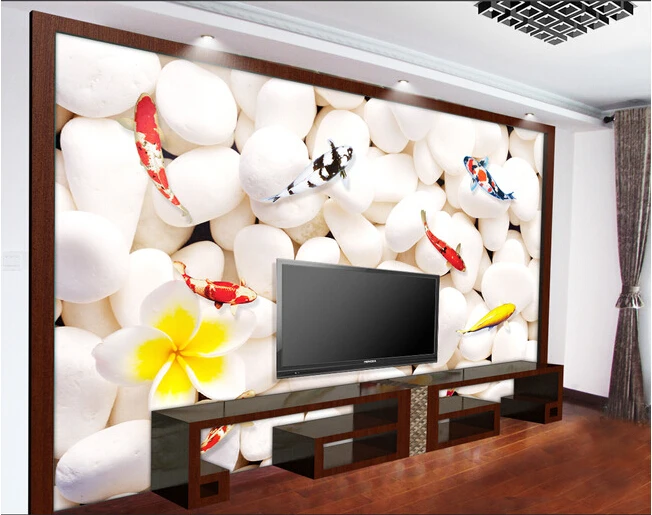 Самые последние 3Dwallpaper де parede Papel современный минималист Золотая рыбка цветок ТВ