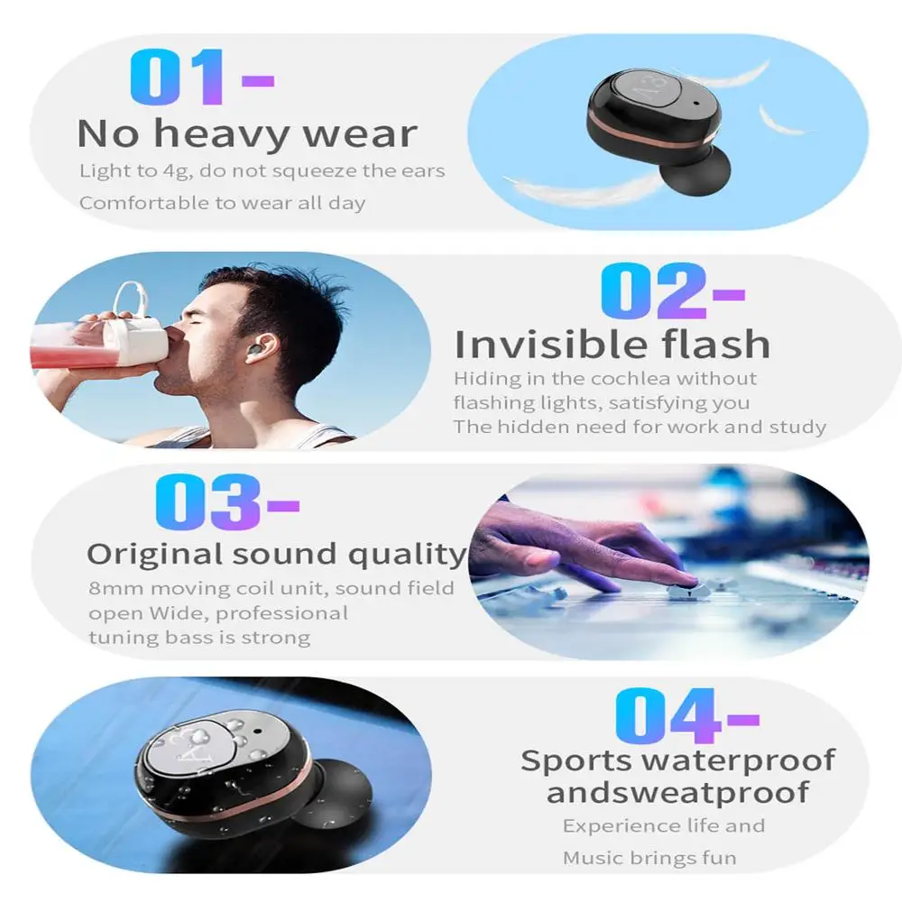 Оригинальное качество звука Bluetooth 5,0 гарнитура игра распознавание звука спортивные водонепроницаемые Conpatible с IOS/Android все телефоны