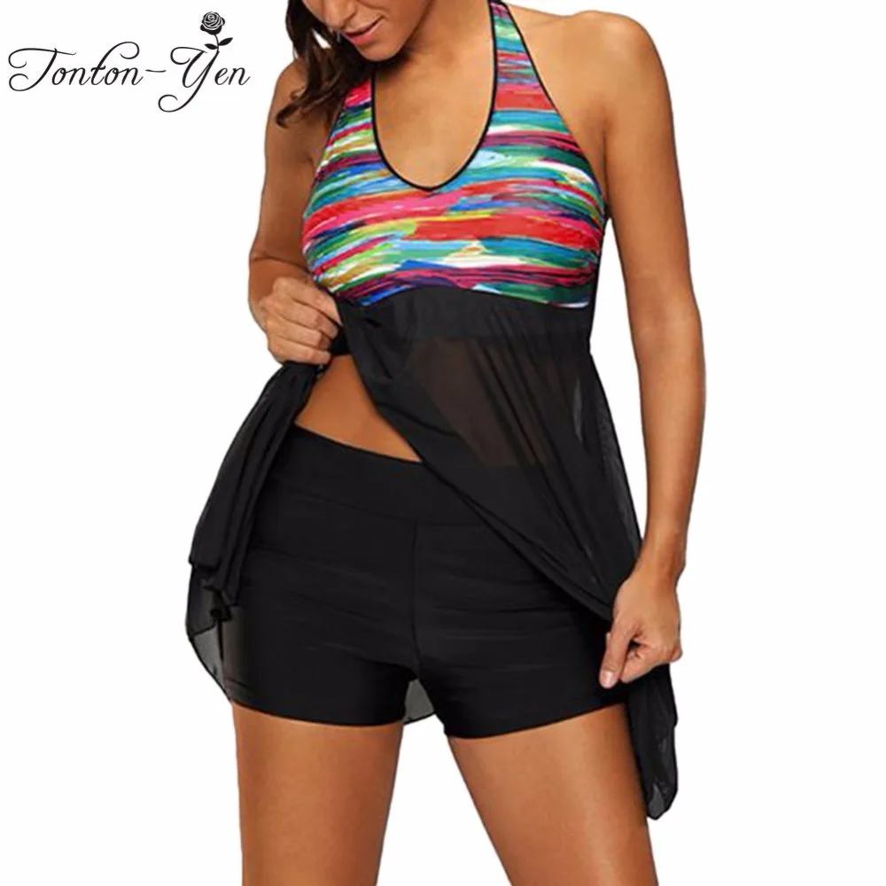 Лето большой груди пикантные женские купальники плюс размер Tankinis Набор пляжное