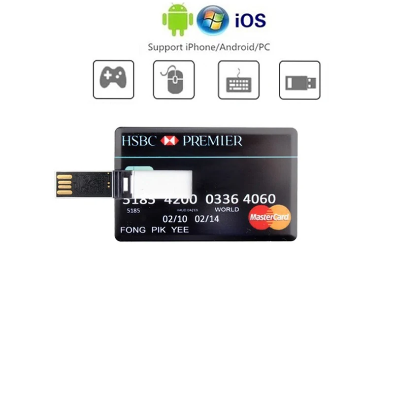 U-диск, кредитная карта, карта памяти, usb 2,0, водонепроницаемая, usb флеш-накопитель, 128 ГБ, флешка, 64 ГБ, 16 ГБ, 8 ГБ, 4 Гб, 32 ГБ, ручка-накопитель