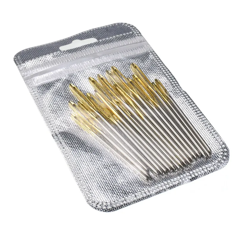 18Pcs Blunt Gold Tail Large Eye Needles Stainless Steel Mix Size 5.2-7cm Wool Sewing Embroidery Tapestry Tool For Women | Дом и сад
