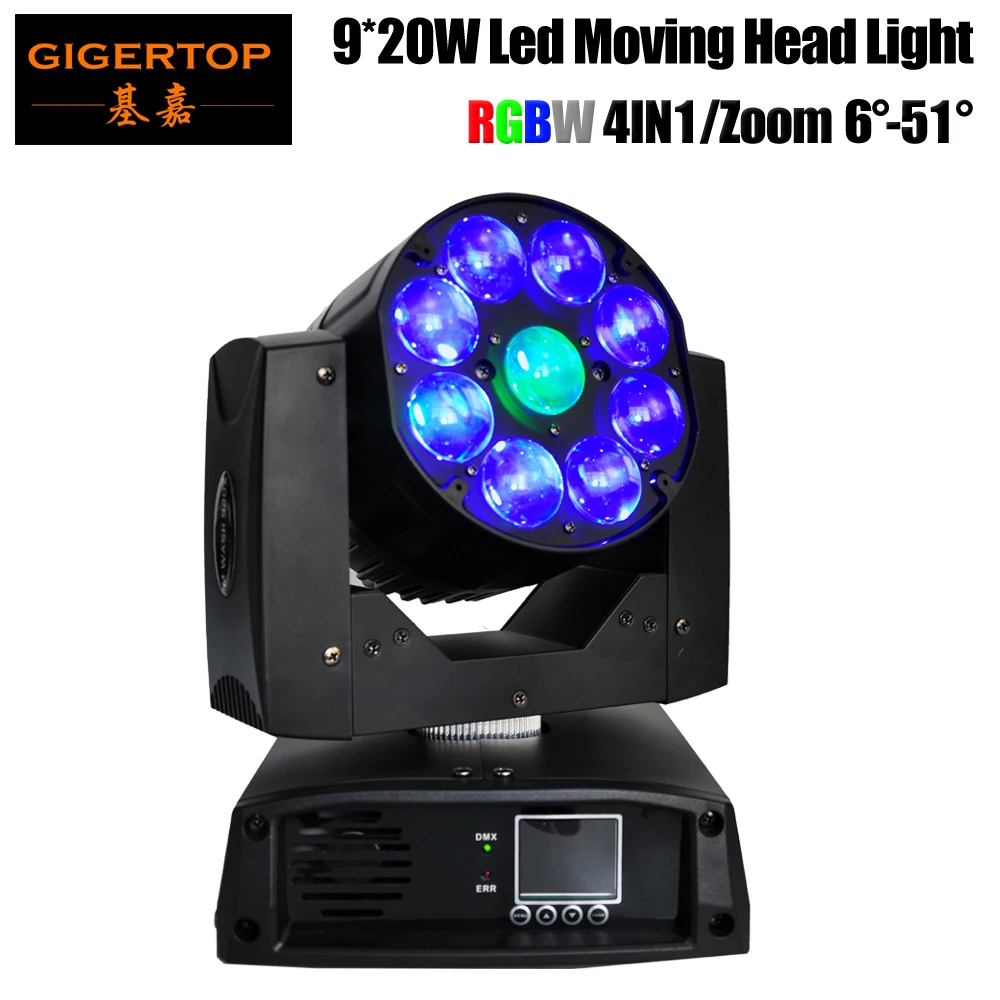 

Freeshipping 200W Led Moving Head Zoom Light 9 x 20W DMX 9/16 Ch RGBW 4IN1 Color 6-51 Degree Zoom Adjustable Small Size TP-L920Z