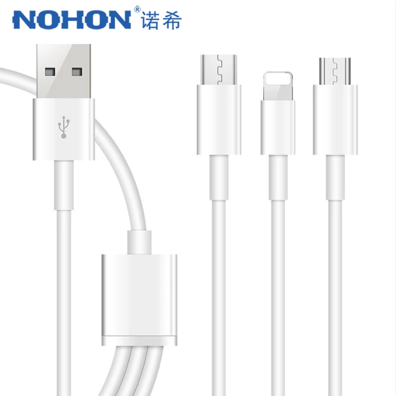 Кабель для зарядки NOHON 3 в 1 USB iphone 6s 7 8 X XS Type C Micro Android Samsung S8 S9 Huawei зарядный
