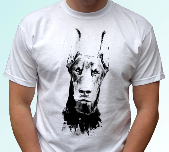 

2018 Fashion 100% Cotton Men Tee Shirt Custom Doberman Head Printed Tees Short Sleeve Male Designing T Shirt