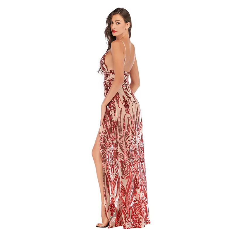 liva girl Sexy Stretch Silver Sequin Maxi Dress Hollow Out Floor Length Summer Party Padded V Neck Backless | Женская одежда