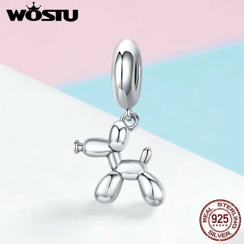 WOSTU дизайн 925 пробы шар собака болтается талисманы подходит браслет и ожерелье кулон Дарлинг модные ювелирные изделия FIC981