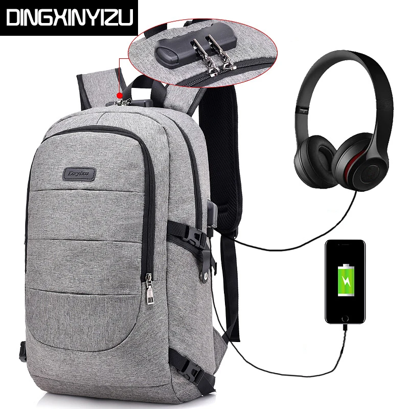 Рюкзак dingxinymizu мужской многофункциональный для ноутбука с usb зарядкой защитой от