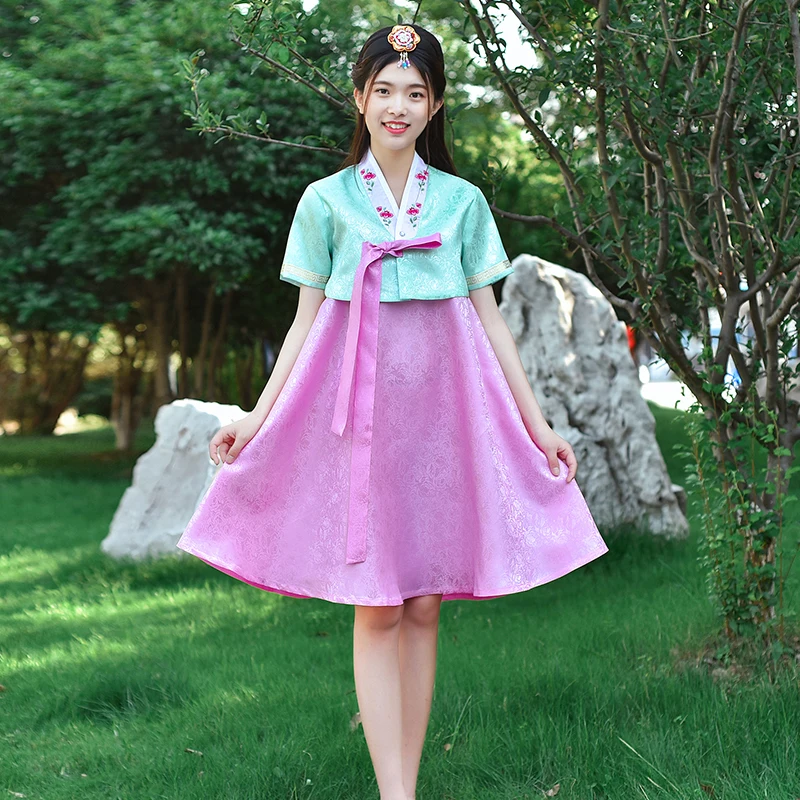 Костюм Hanbok в Корейском стиле элегантное народное платье с вышивкой летняя одежда