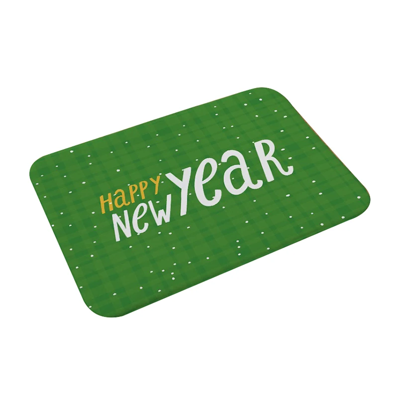 Happy New Year Рождественский напольный коврик, коврик, мультяшный снеговик, фланелевый Придверный коврик, дизайн веселого Рождества, напольный коврик, дверной, кухонный, спальный, Противоскользящий коврик - Цвет: Happy New Year