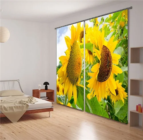 2 Роскошные затемненные 3D оконные шторы для гостиной, офиса, спальни, Индивидуальный размер, Cortinas Rideaux, шторы, Подсолнух, наволочка - Цвет: 2