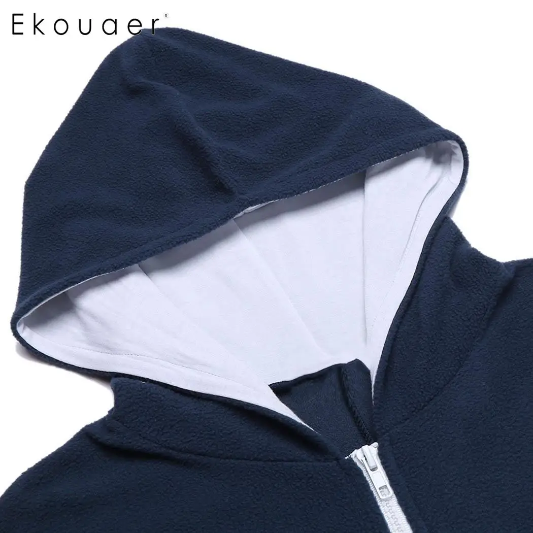 Ekouaer мужской пижамный комплект флисовая Пижама с капюшоном и длинным рукавом на