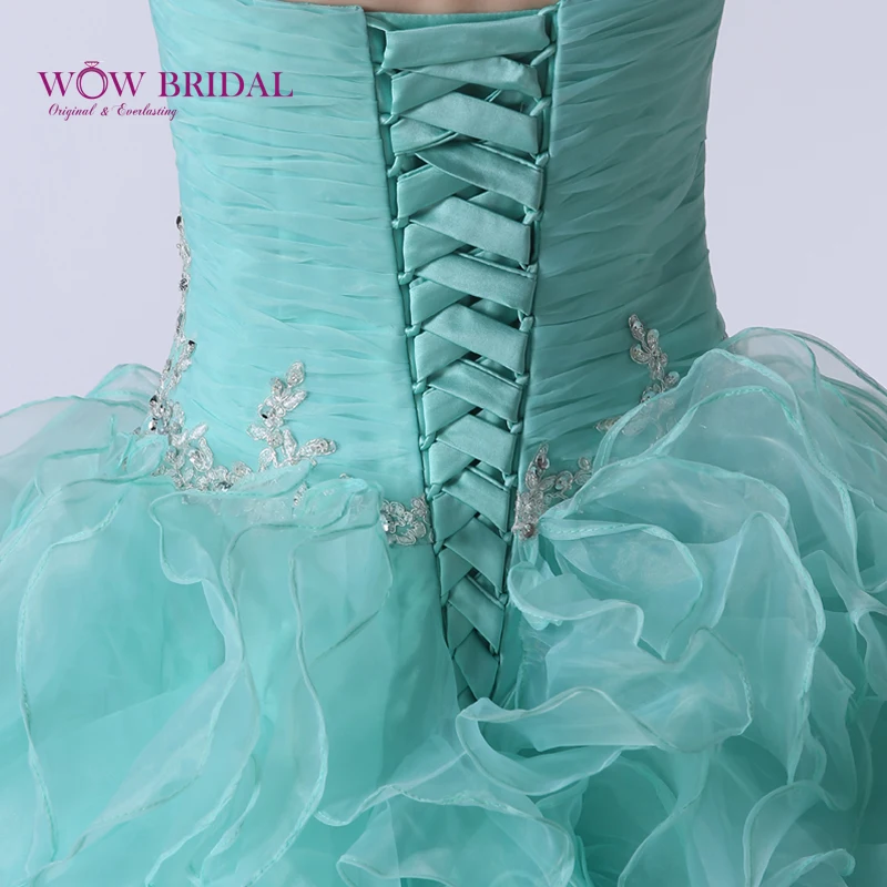 Wowbridal изящное небесно голубое платье Quinceanera 2021 без бретелек сердечко Кристалл