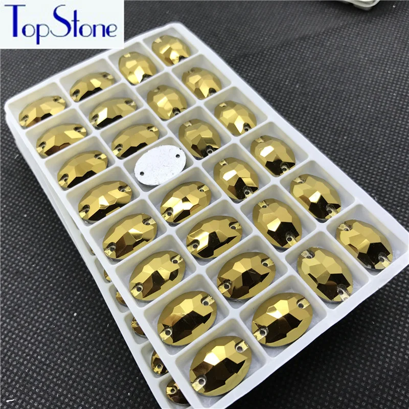 TopStone овальные пришивные стразы из золотистого гематита камни для одежды | Дом и