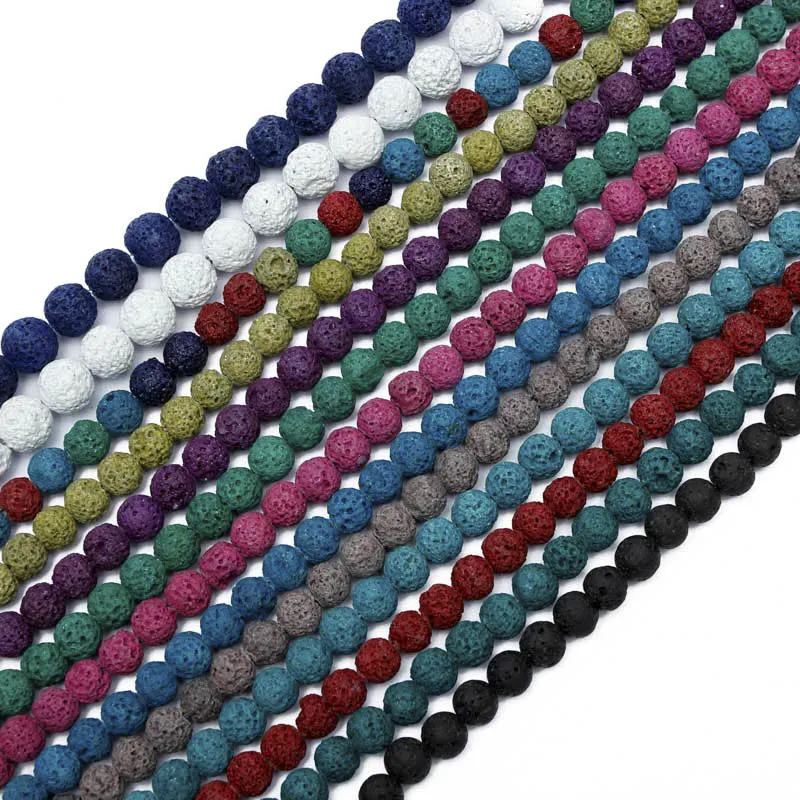 

2018 цветной камень из вулканической лавы круглые свободные бусины натуральный камень рок-шар оптовая продажа DIY для изготовления ювелирных ...