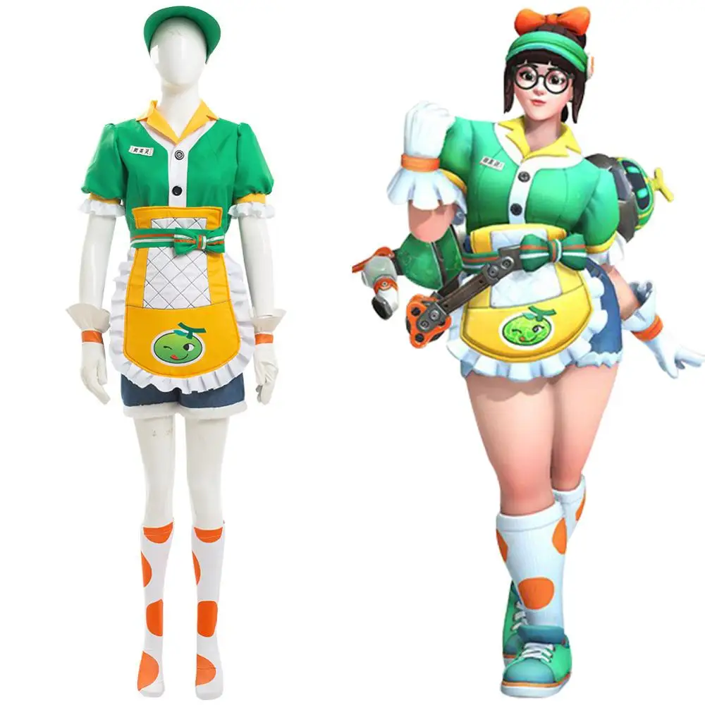 OW Mei Cosplay Costume Honeydew Skin Halloween Carnival Costumes Full Sets | Тематическая одежда и униформа