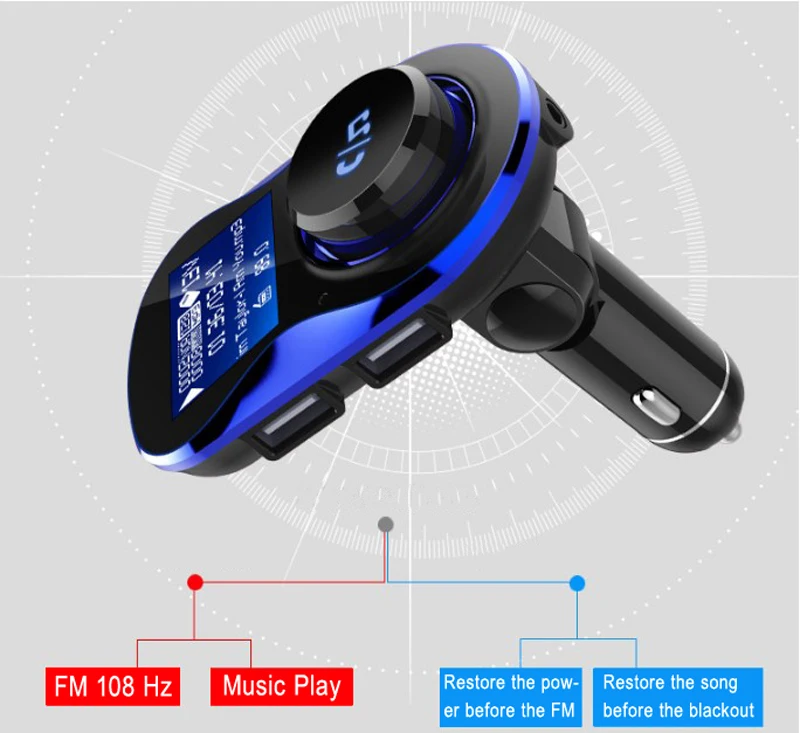 YASOKRO Bluetooth Handsfree автомобильный комплект fm-передатчик беспроводной MP3 автомобильный аудио плеер двойной USB порт зарядное устройство Поддержка TF карты и U диск