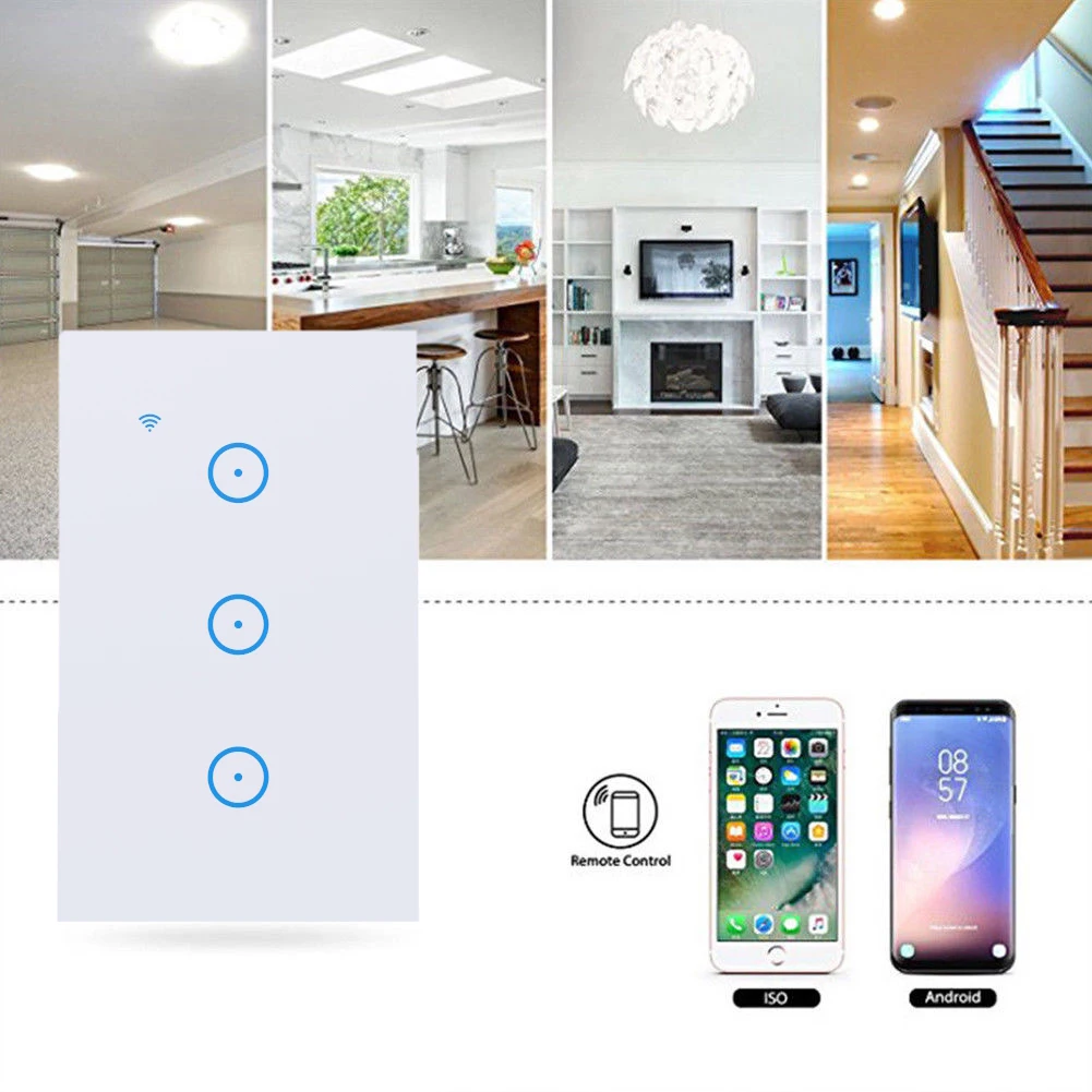 1/2/3 сенсорный экран Смарт Wi-Fi выключатель света в Wall-Совместимость с Amazon Alexa/Google home свяжитесь с нами