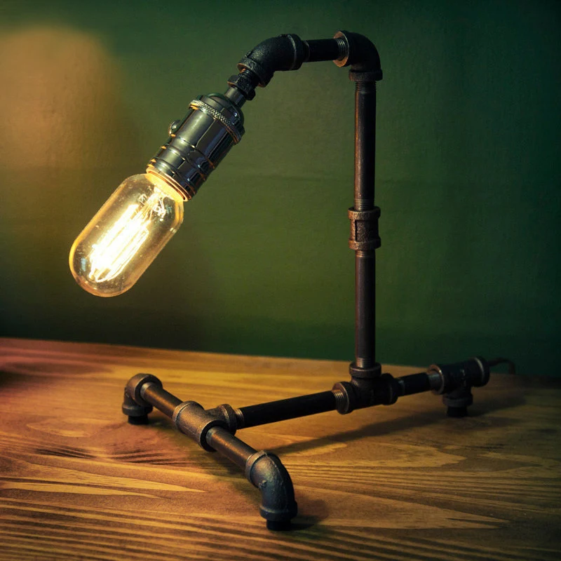 [Kc] loft Edison lamps industrial pipes retro personality creative table lamp decorated caf | Лампы и освещение