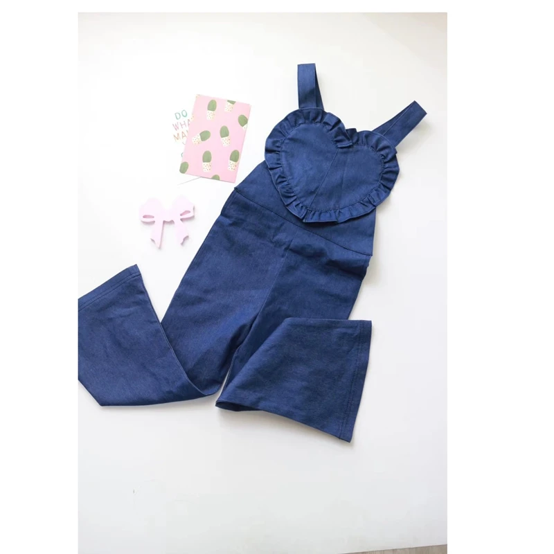 Kids Girls Denim Bell-bottom Overalls Trousers 2018 Children Toddlers Flares Flowers Pants Jean Overlls | Мать и ребенок