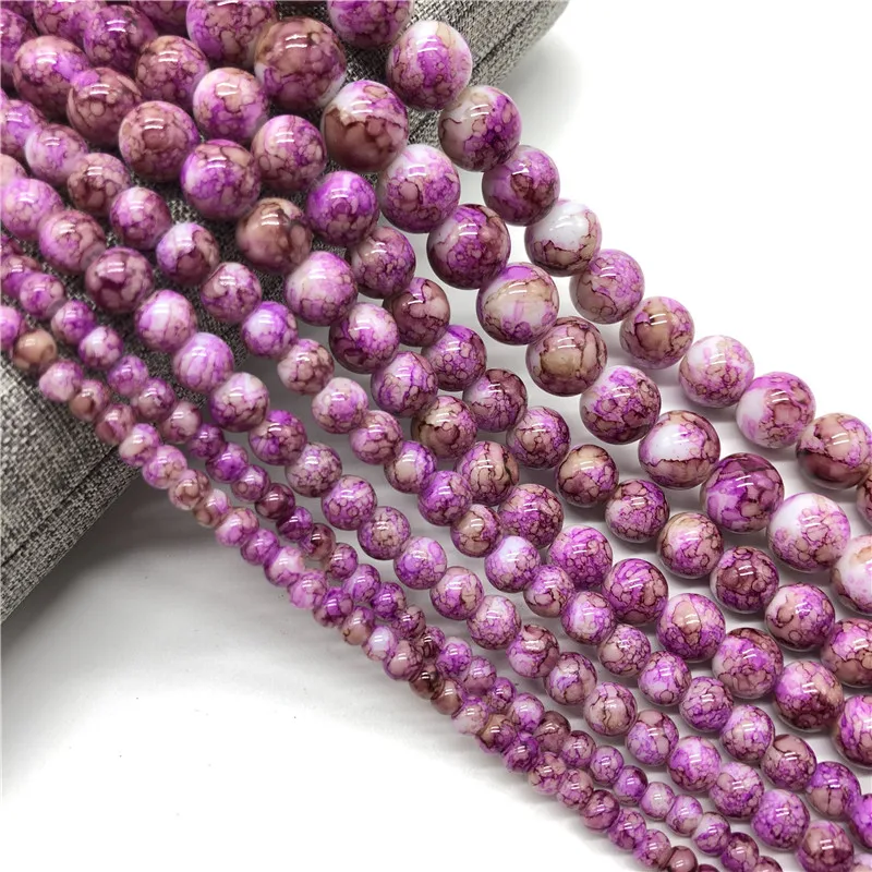 

Wholesale 4/ 6/ 8/10mm Glass Beads Round Loose Spaced Beads For Jewelry Making DIY Bracelet Earrings Charms Necklace #18