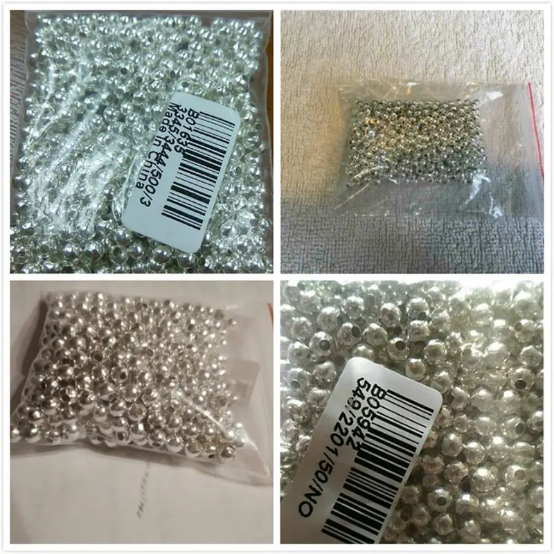 LASPERAL Обжимные бусины 4 мм серебристого цвета круглые разделители фурнитура для