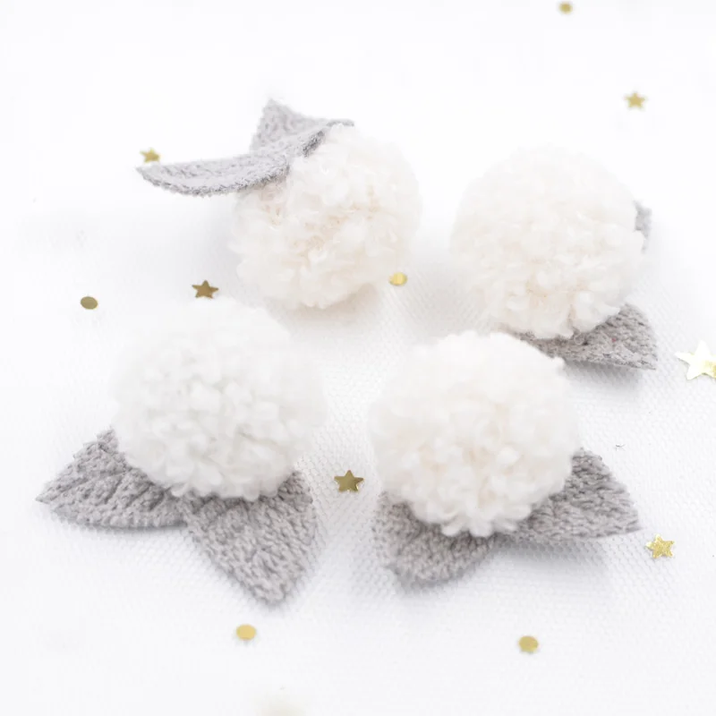 White-5pcs Лист палочка на плюшевых шариках патчи для одежды, шляпы, сумки, шерстяные перчатки, носки, леггинсы орнамент аппликация аксессуары S70 - Цвет: White-5pcs