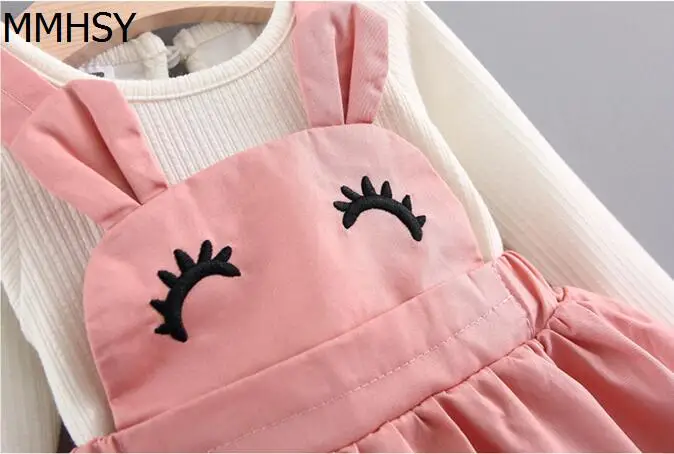 MMHSY 2017 Baby Girl clothing Sets kids 2PCS Cute Shirt+suspender skirt girl outfits for school girls 2017111700171603 |