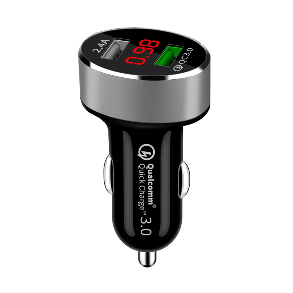 2 Порты устройство для автомобиля с двумя портами USB Зарядное устройство адаптер для iphone X 8 7 samsung S8 S9 зарядный кабель для мобильного телефона для быстрой Зарядное устройство 3,0 - Тип штекера: silver charger
