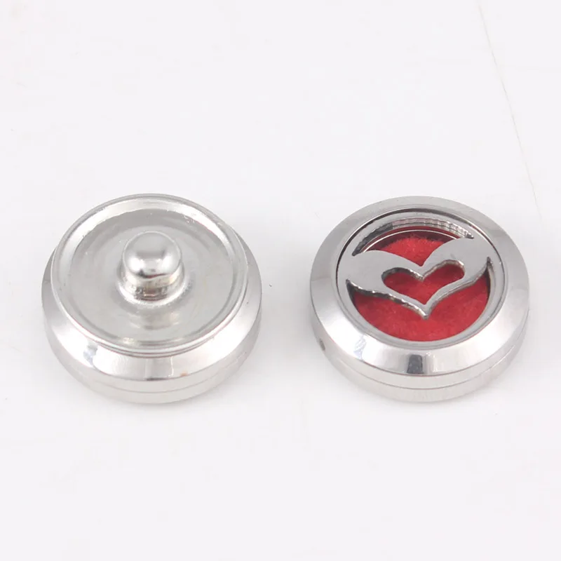 

Heart Pattern 20mm Stainless Steel Aromatherapy Perfume Locket 18mm Snap Button Aroma Diffuser Locket For Girls