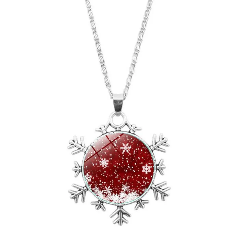 DoreenBeads Кулоны ожерелье Рождество Снежинка стекло время с драгоценным камнем