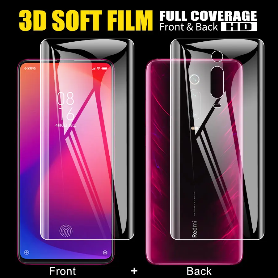 ТПУ силиконовый защитный экран для Xiaomi mi 9T 9 8 A2 lite POCO Pocophone F1 красный mi K20 Note 7 5 6 pro Гидрогелевая наклейка пленка
