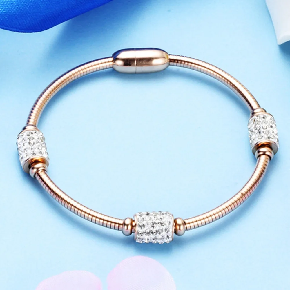 New Snake Bone Chain Bracelet Cz Rhinestone Trend Fashion Magnet Buckle Cuff Bangle Bohemian Style Jewelry Gift Valentine's Day |