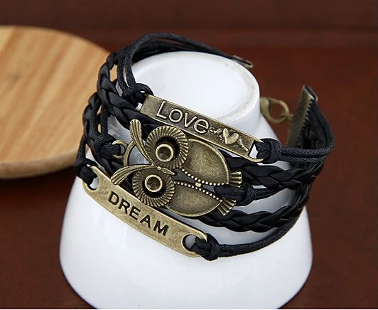 Новый плетеный медный металлический кожаный мужской браслет Многослойные