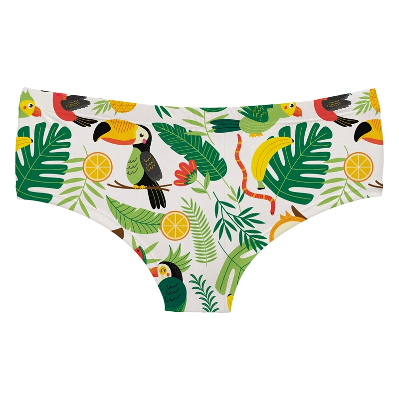 Тропический цветок Toucans мультфильм печати женское белье стринги трусы нижнее белье для женщин милые трусики для леди