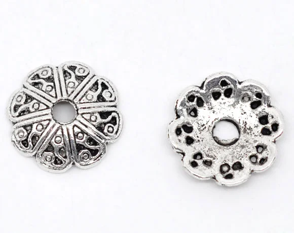 DoreenBeads 100 серебро Цвет бусин в форме цветков с торцевыми крышками 12x2 5 мм фурнитура