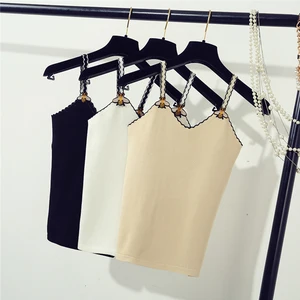 Летние женские модные тонкие вязаные майки, топы для девочек, вязаные полосатые майки, футболки без рукавов с пчелами на бретелях