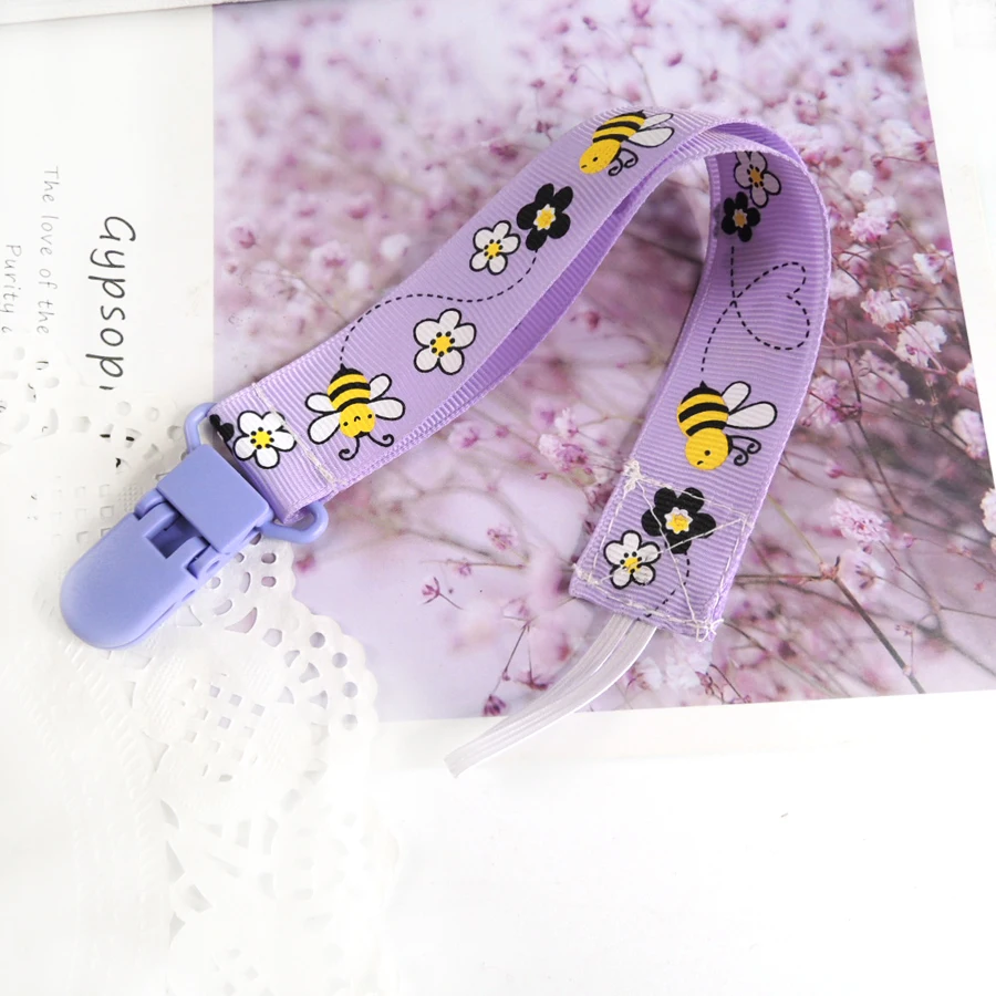 Красочная Ткань baby paci цепь лента кольцо для соски держатель мятный ребенок синий розовый Геометрическая Заколка-краб с принтом - Цвет: Сливовый