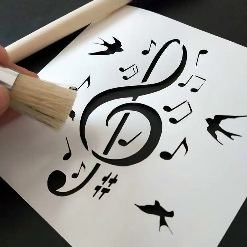 

2 sizes, Music Key Notes Stencil,Flying Swallow Template for Scrapbooking,Spraying,Stamping,Craft Projects,2pcs